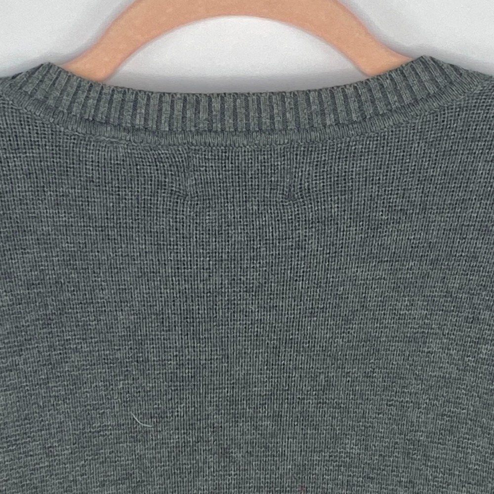 ARROW Argyle Sweater Mens L Gray Blue V Neck Cotton Knit Preppy Golf Old Money - Picture 5 of 9